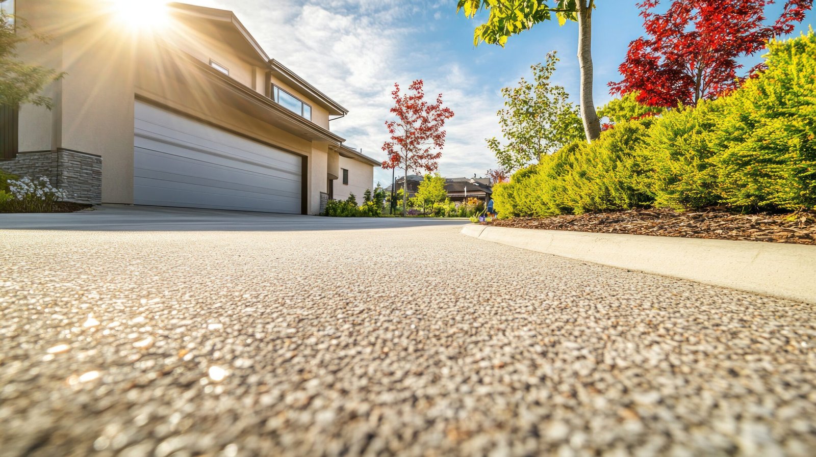 Smooth concrete driveway in Des Moines, Iowa , concrete, driveway, smooth, clean, residential, urban, Iowa, Midwest --chaos 10 --ar 16:9 --v 6.1 Job ID: bc624f1a-722f-4625-84ee-df74ab72b865